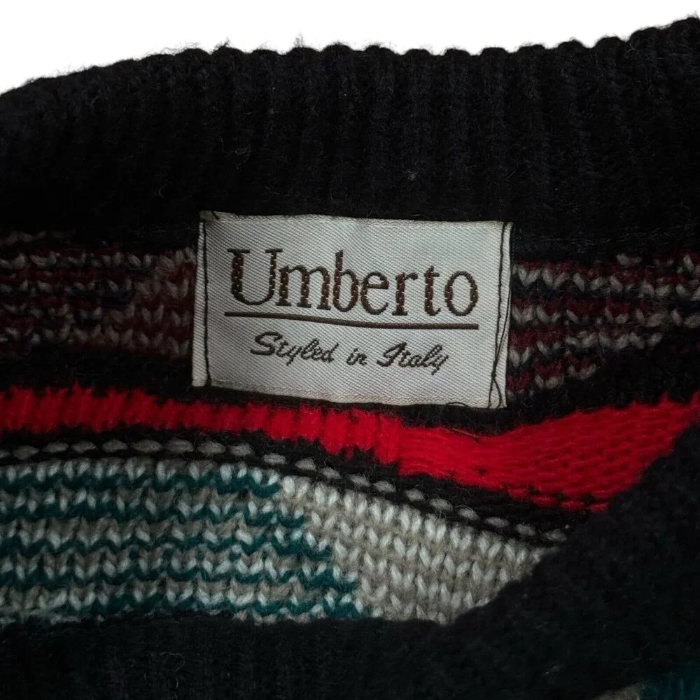 Vintage Umberto Italy Coogi Style Cotton 3D Sweater Jumper Multicolor Size M (?)